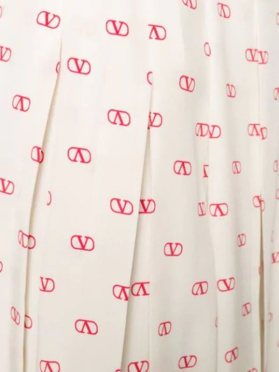 VALENTINO LOGO PRINT PLEATED SKIRT - 大地色