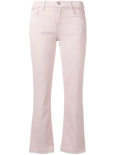 Shop J Brand Cropped Flared Jeans In Pink