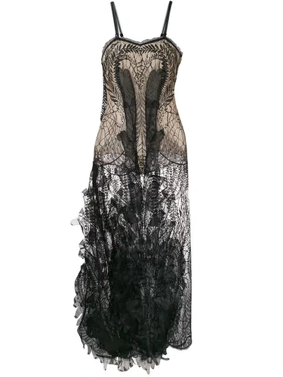 Shop Yes Master Sheer Embroidered Night In Black