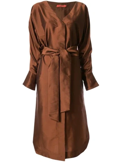 Shop Manning Cartell Tie Waist Midi Dress In Brown