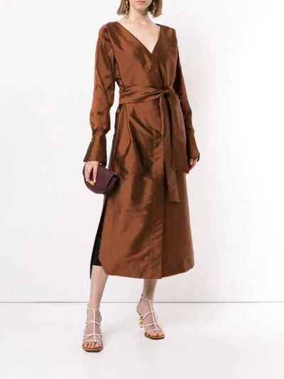 Shop Manning Cartell Tie Waist Midi Dress In Brown