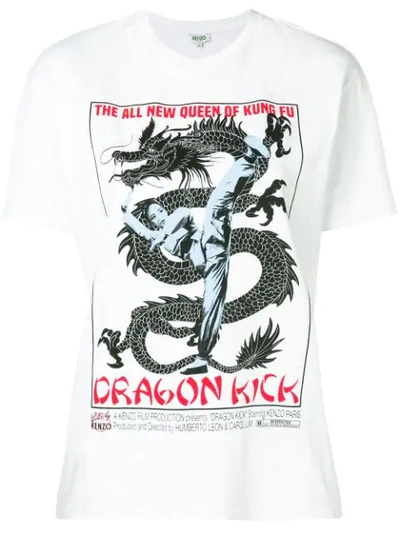 Shop Kenzo Dragon Print T In White