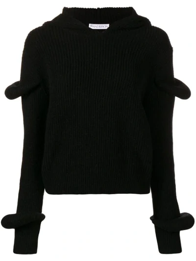 Shop Jw Anderson Hooded Knit Jumper In Black