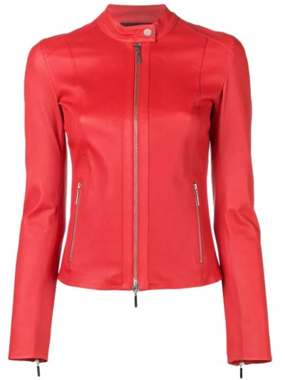 Shop Arma Classic Leather Jacket In Red