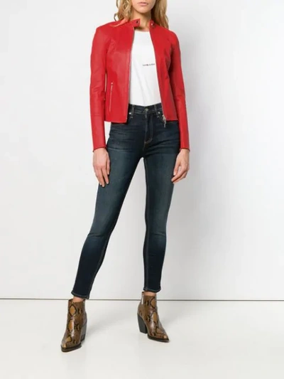 Shop Arma Classic Leather Jacket In Red