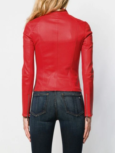 Shop Arma Classic Leather Jacket In Red