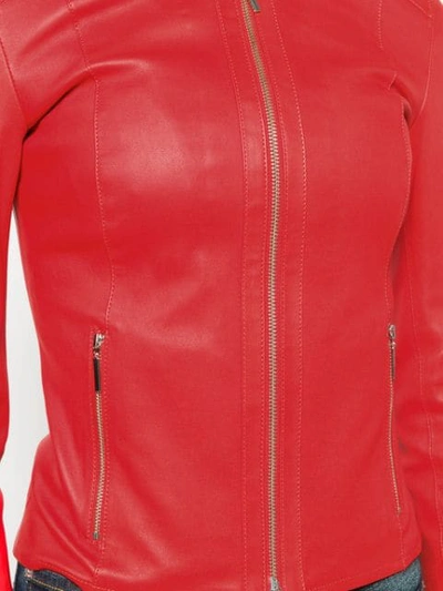 Shop Arma Classic Leather Jacket In Red