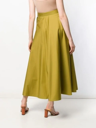 Shop Bottega Veneta Long Pleated Skirt In Green