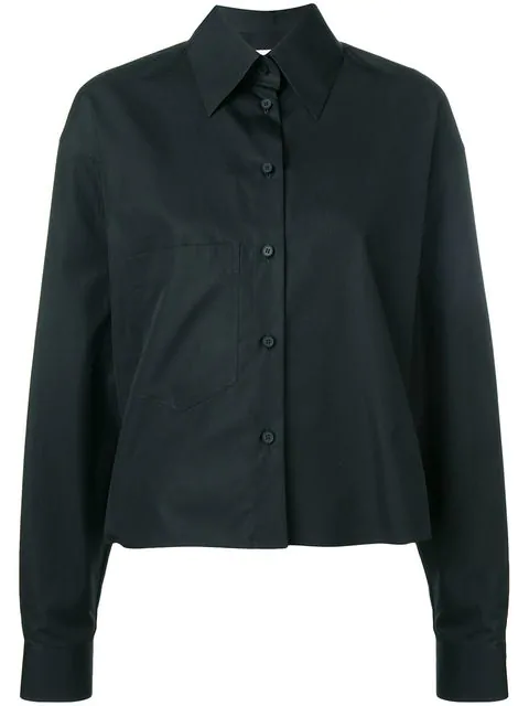 Maison Margiela Cropped Button Shirt In Black | ModeSens
