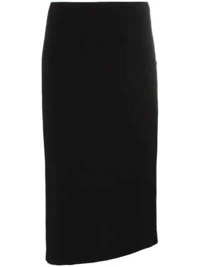 Shop Poiret Asymmetric Hem Midi Pencil Skirt In Black