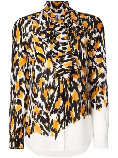 Shop Moschino Leopard Print Blouse - Orange