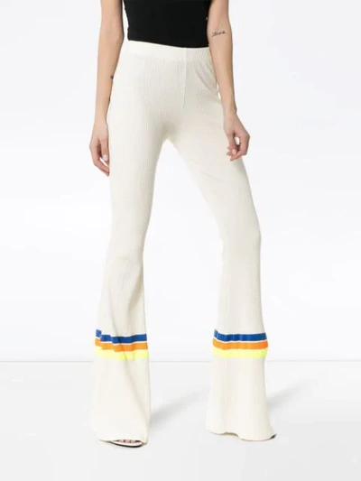 Shop Filles À Papa High-waisted Ribbed Flared Trousers In White