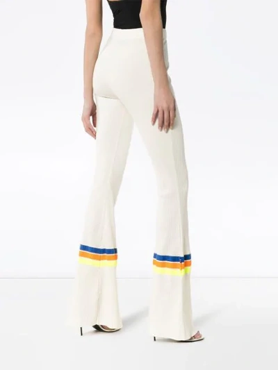 Shop Filles À Papa High-waisted Ribbed Flared Trousers In White