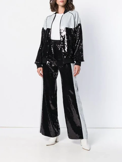 Shop Alberta Ferretti Sequin Bomber Jacket In Black