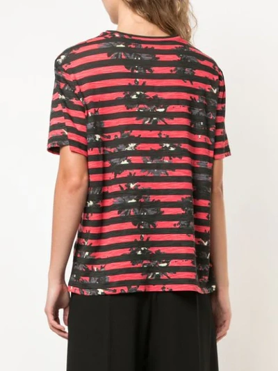 Shop Proenza Schouler Striped Splatter Floral Short Sleeve T-shirt In Red ,black