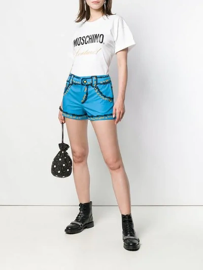 Shop Moschino 8bit Printed Shorts In Blue