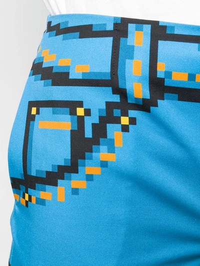 Shop Moschino 8bit Printed Shorts In Blue