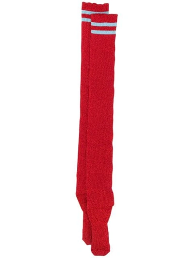 Shop Alberta Ferretti Metallic Sheen Socks In 1111 Red