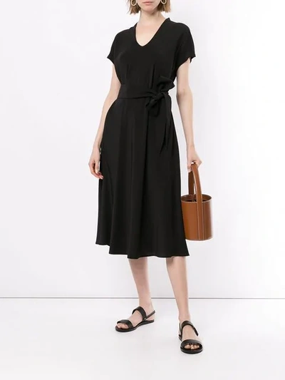 Shop Aspesi Belted Midi Dress In Black