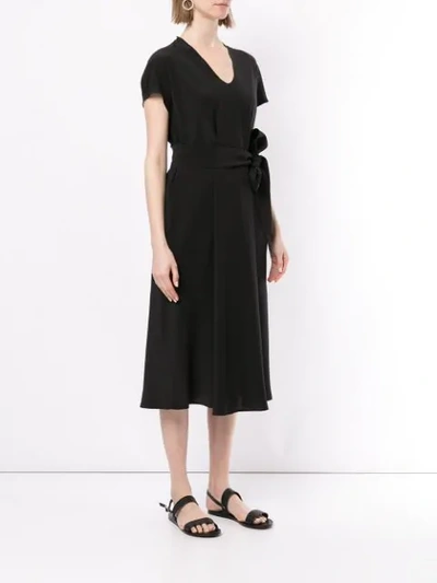 Shop Aspesi Belted Midi Dress In Black