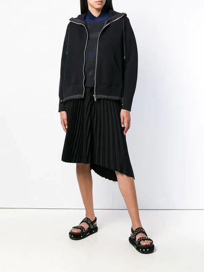 Shop Sacai Zip Fornt Hoodie In Black