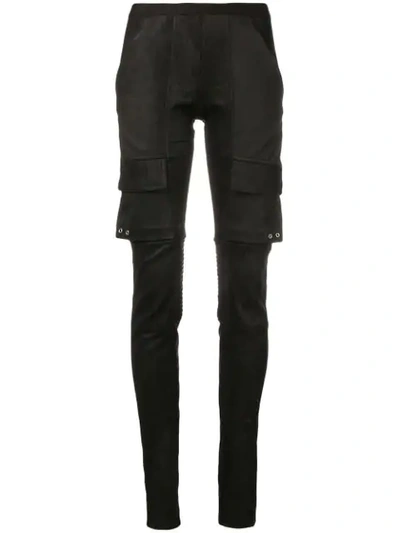 RICK OWENS LEATHER LEGGINGS - 黑色