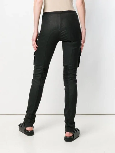 RICK OWENS LEATHER LEGGINGS - 黑色