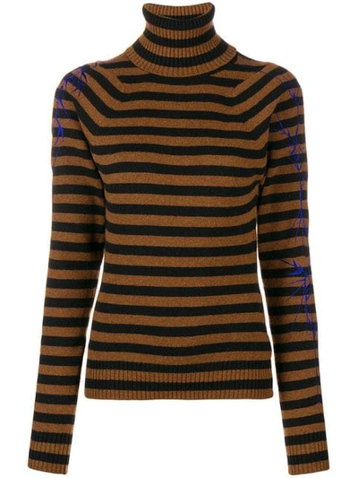 Shop Haider Ackermann Striped Roll Neck Jumper In Brown