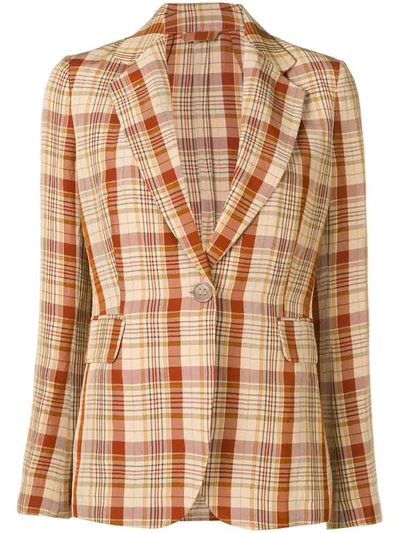 Shop Acne Studios Plaid Blazer In Neutrals