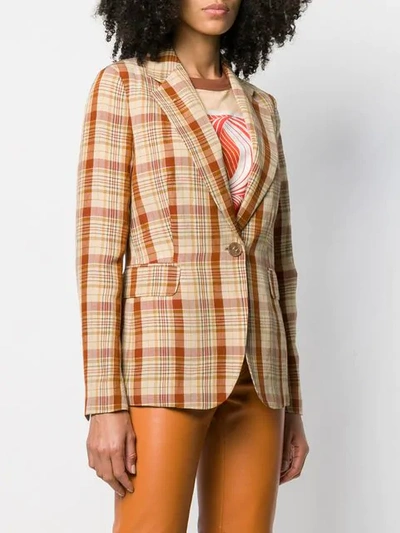 Shop Acne Studios Plaid Blazer In Neutrals