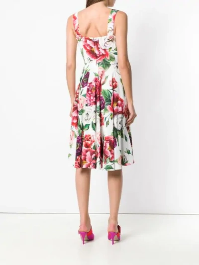 Shop Dolce & Gabbana Sleeveless Peony Print Dress In White