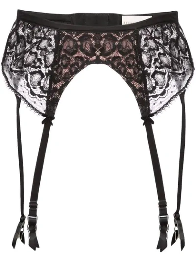 FLEUR DU MAL LEOPARD LACE GARTER BELT - 黑色