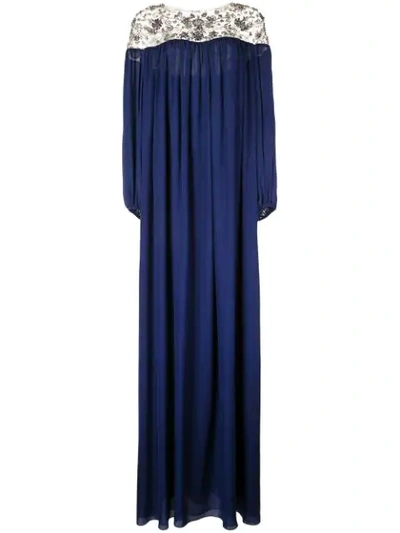 Shop Marchesa X Ramadan Embroidered Kaftan Dress In Blue