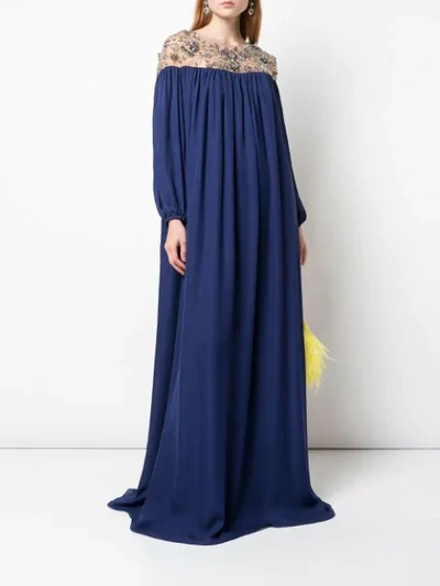 Shop Marchesa X Ramadan Embroidered Kaftan Dress In Blue