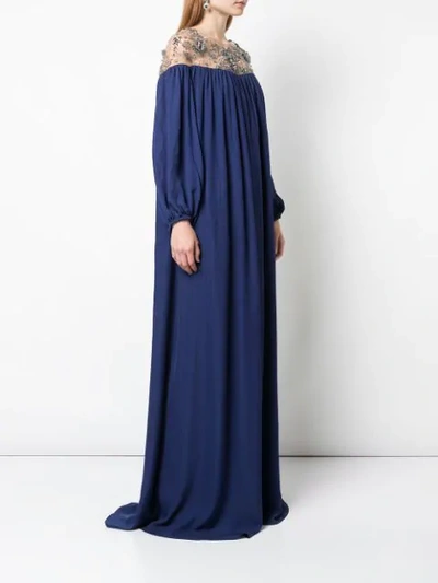 Shop Marchesa X Ramadan Embroidered Kaftan Dress In Blue