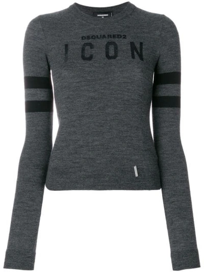 Shop Dsquared2 Icon Knit Jumper In Grey