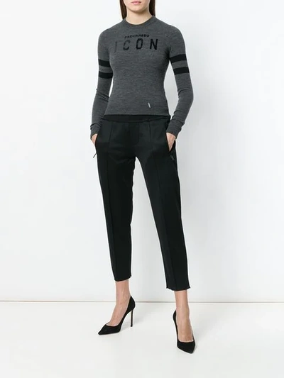 Shop Dsquared2 Icon Knit Jumper In Grey