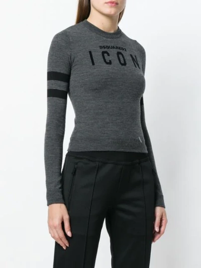 Shop Dsquared2 Icon Knit Jumper In Grey