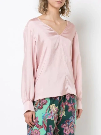 TIBI MENDINI BUCKLE BACK BLOUSE - 粉色