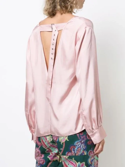 Shop Tibi Mendini Buckle Back Blouse In Pink