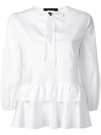 Shop Rochas Tiered Peplum Shirt In White