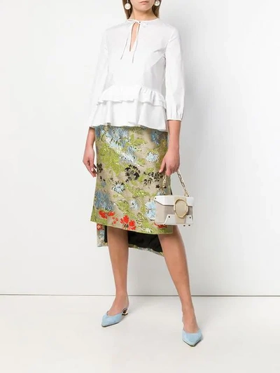 Shop Rochas Tiered Peplum Shirt In White