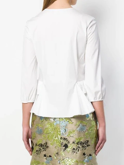 Shop Rochas Tiered Peplum Shirt In White