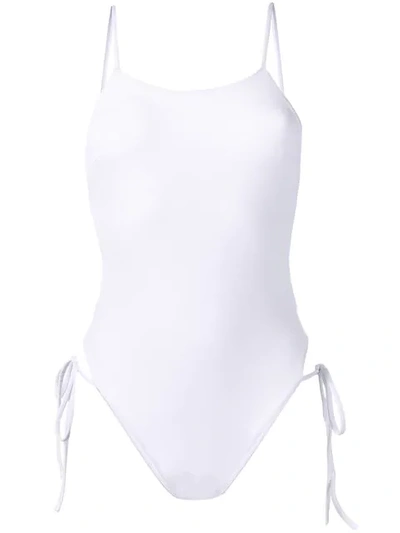 Shop Angelys Balek Side Tie Swimsuit In White