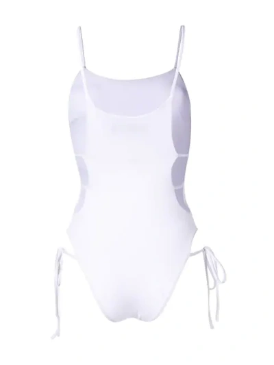 Shop Angelys Balek Side Tie Swimsuit In White