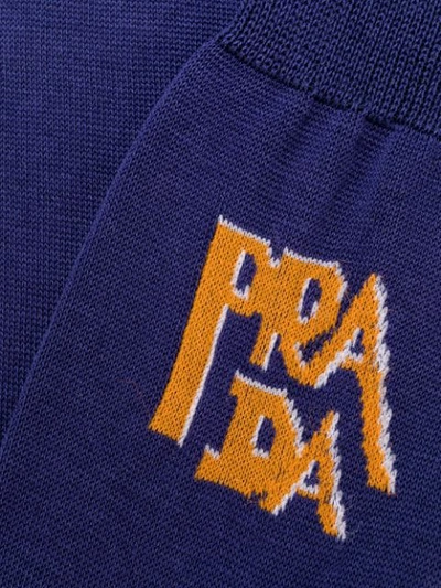 Shop Prada Contrast Logo Socks - Blue