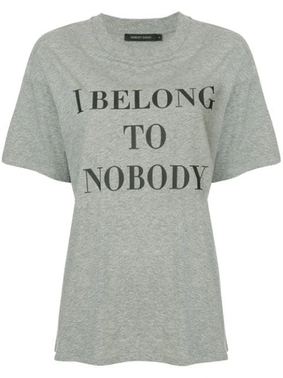 Shop Nobody Denim Slogan Printed T-shirt In Grey