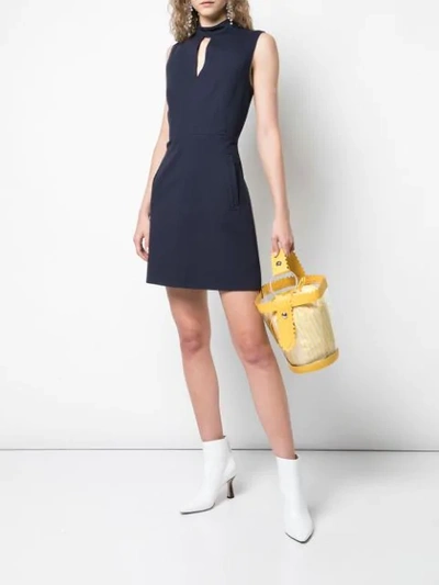 Shop Tibi A-line Key Hole Dress In Blue