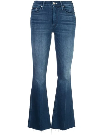 Shop Mother Flared High Rise Jeans In Blue
