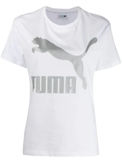 Shop Puma Logo Printed T-shirt In White